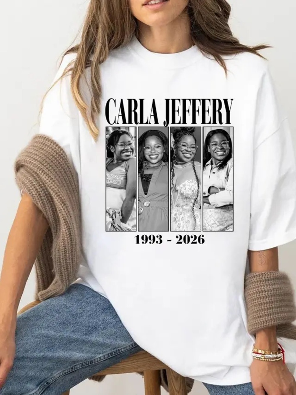 Carla Jeffery Memorial White Graphic Tee, Rest In Peace Carla Jeffery Tee